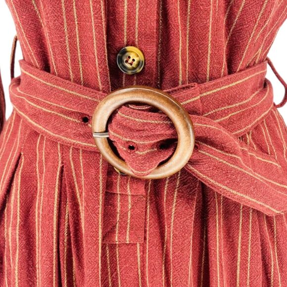 NWT Free People Audrey Midi Striped Shirt Dress Belted S Mulberry Revolve - Picture 8 of 8